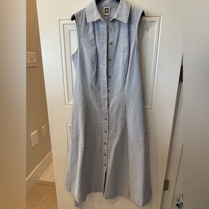 Anne Klein Navy and White Striped Sleeveless Maxi Dress
